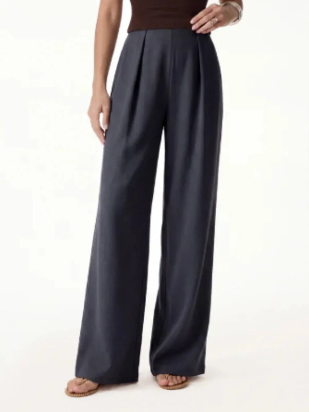 OGL Linen-Like Wide Flare Pant with Pockets